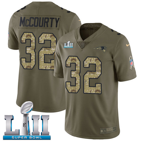 Nike Patriots #32 Devin McCourty Olive/Camo Super Bowl LII Youth Stitched NFL Limited Salute to Service Jersey